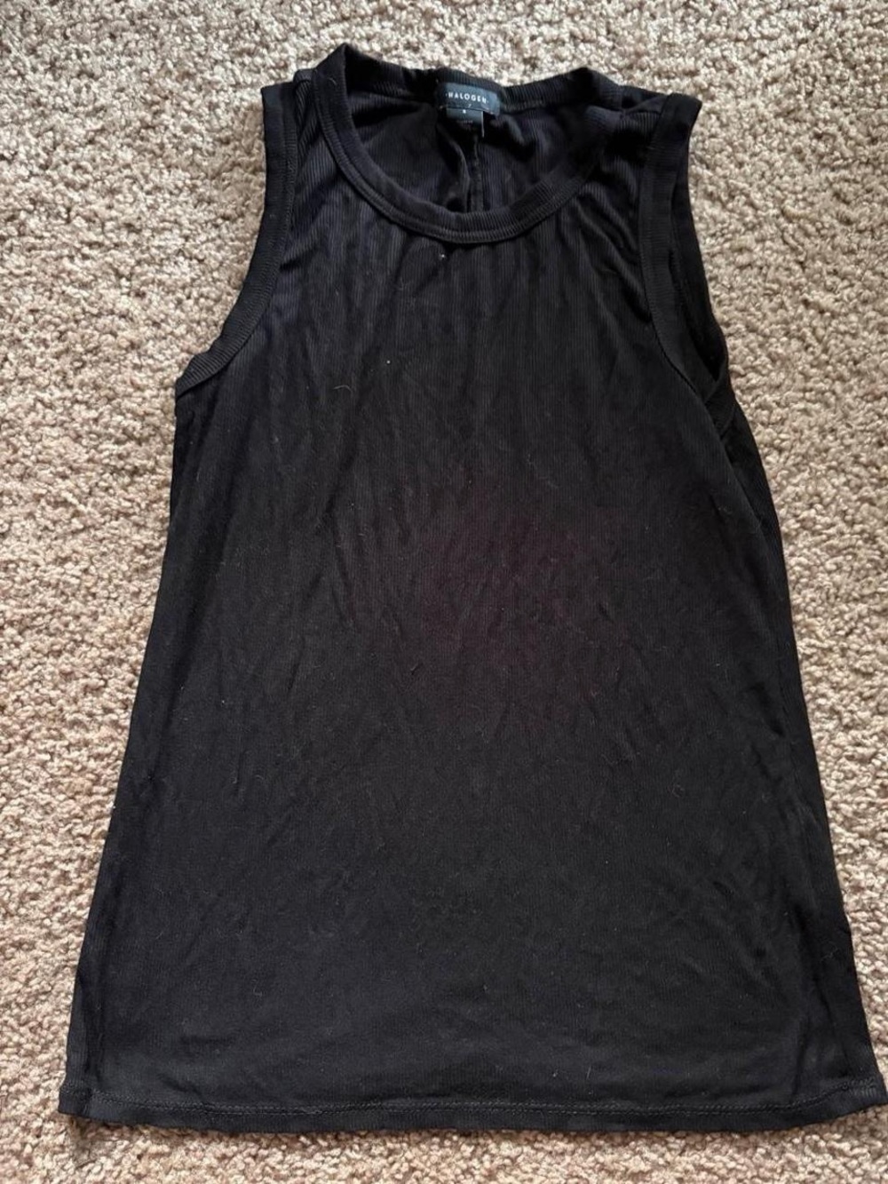 Halogen Black Ribbed Sleeveless Tank